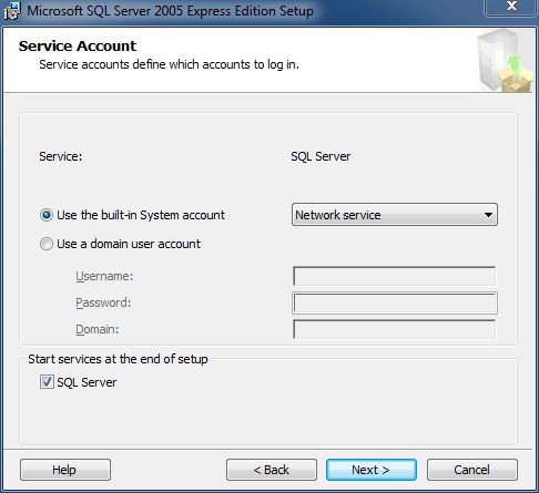 Service account selection